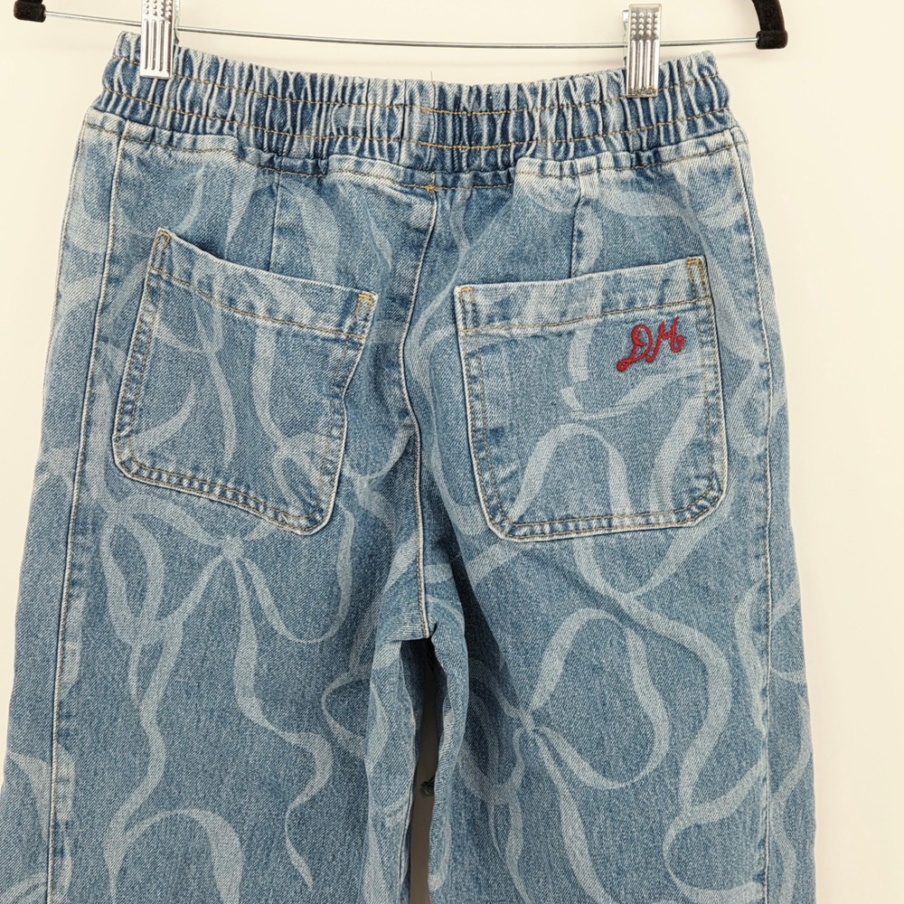 Damson Madder Felix Bow-print Barrel-leg Jeans Joggers Womens 6 NWOT Streetwear - Picture 7 of 15